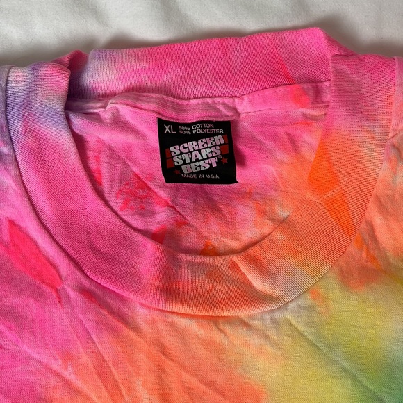 Vintage Screen Stars Tie Dye T-Shirt 90s Tagged Sz XL Fits Smaller Single Stitch - Picture 2 of 9